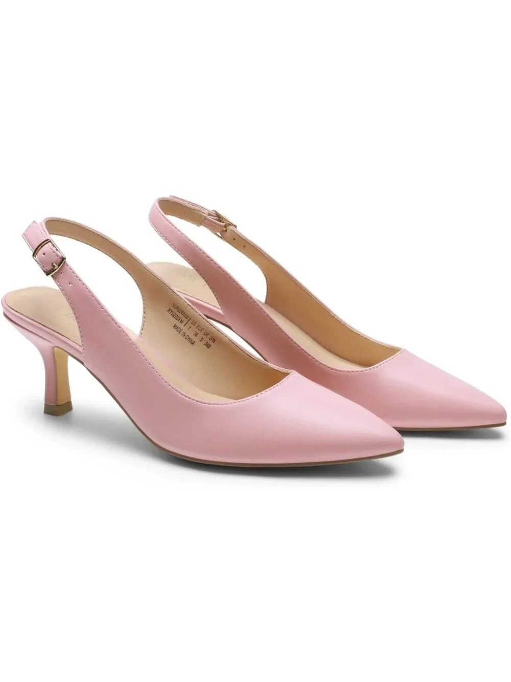 Dream Pairs Women's Pink Pu Pointed Toe Faux Leather Kitten Slingback Heels